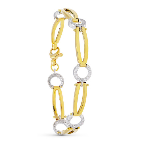 18K Pulsera Oro Bicolor Circonitas