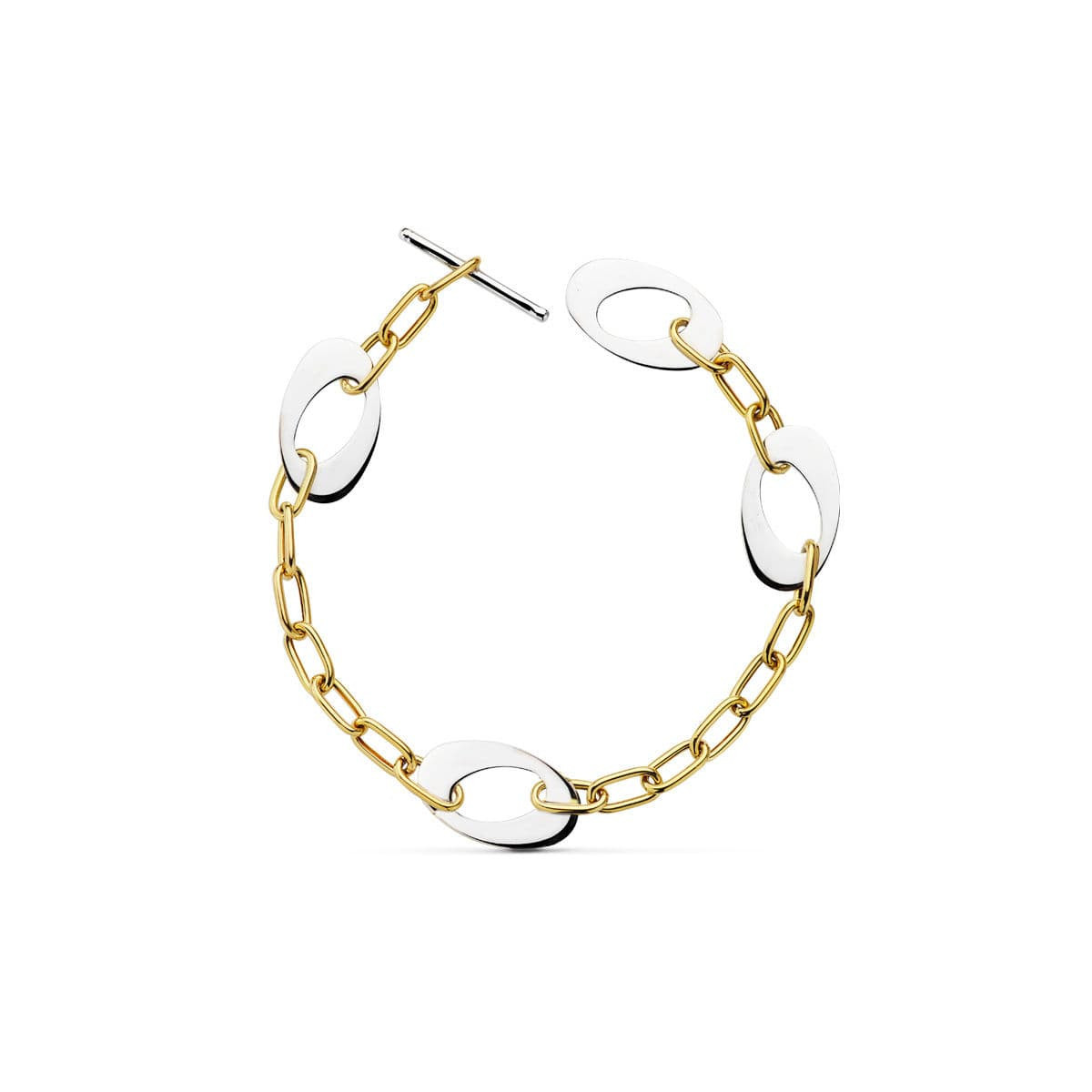 18K Pulsera Bicolor Motivos 24Cm 12.50 Gr