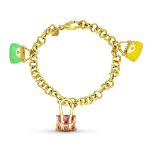 18K Pulsera Oro Amarillo Fetiches Esmaltados