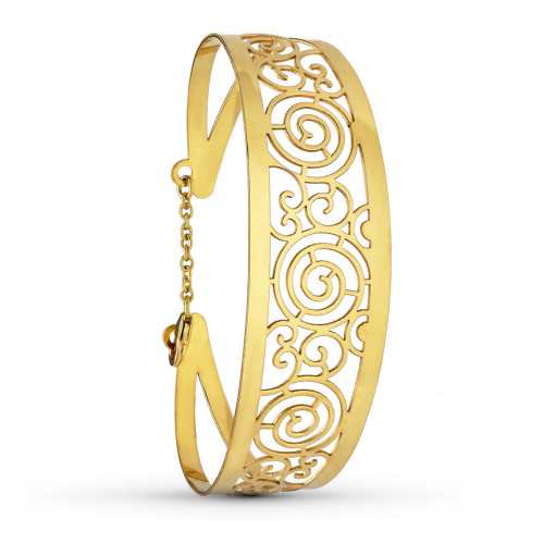 18K Pulsera Rigida Oro Amarillo Calada Motivos