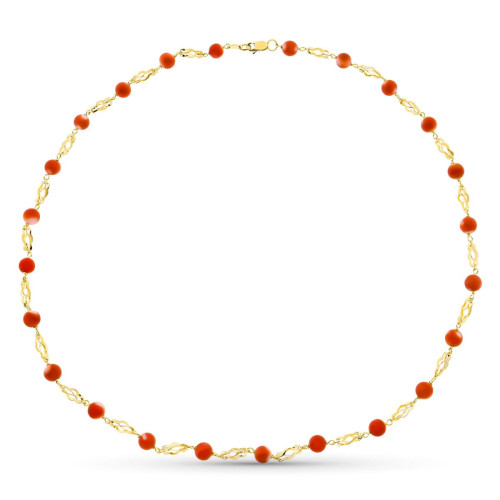 18K Collar Oro Amarillo Jaula Coral Fino Japones 5.5 Mm 50Cm