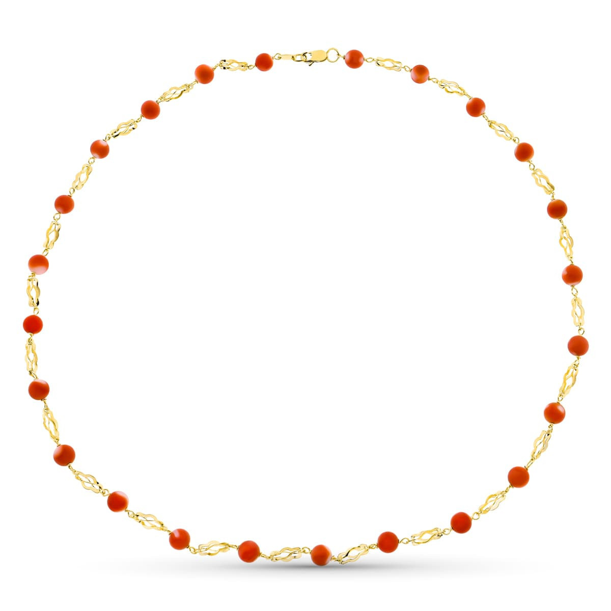 18K Collar Oro Amarillo Jaula Coral Fino Japones 5.5 Mm 50Cm