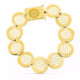 18K Pulsera Oro Amarillo Eslabones Calados Hilos. Ancho 16 Mm Largo 18.5 Cm