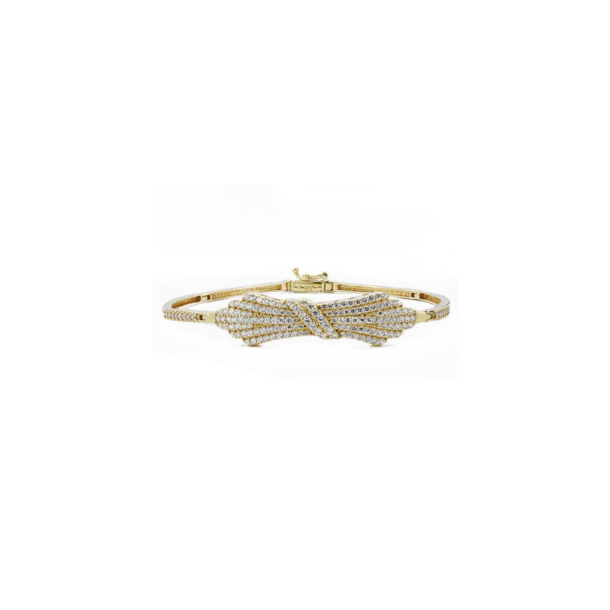 18K Pulsera Rigida Circonita 19Cm