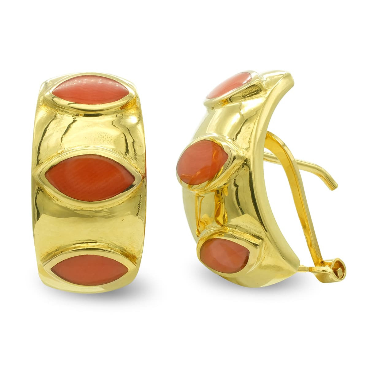 18K Pendientes Oro Amarillo Coral Fino