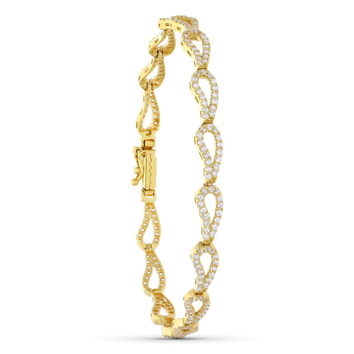 18K Pulsera Oro Amarillo Circonitas Eslabones