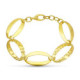 18K Pulsera Oro Amarillo Eslabon Oval Brillo Y Labrado