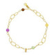 18K Pulsera Oro Amarillo Eslabones Y Piedras