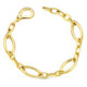 18K Pulsera Oro Amarillo Eslabones Ovales Brillo Ancho 10 Mm Largo 19.5 Cm