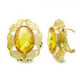 18K Pendientes Piedra Oval Topacio 14X10 Mm