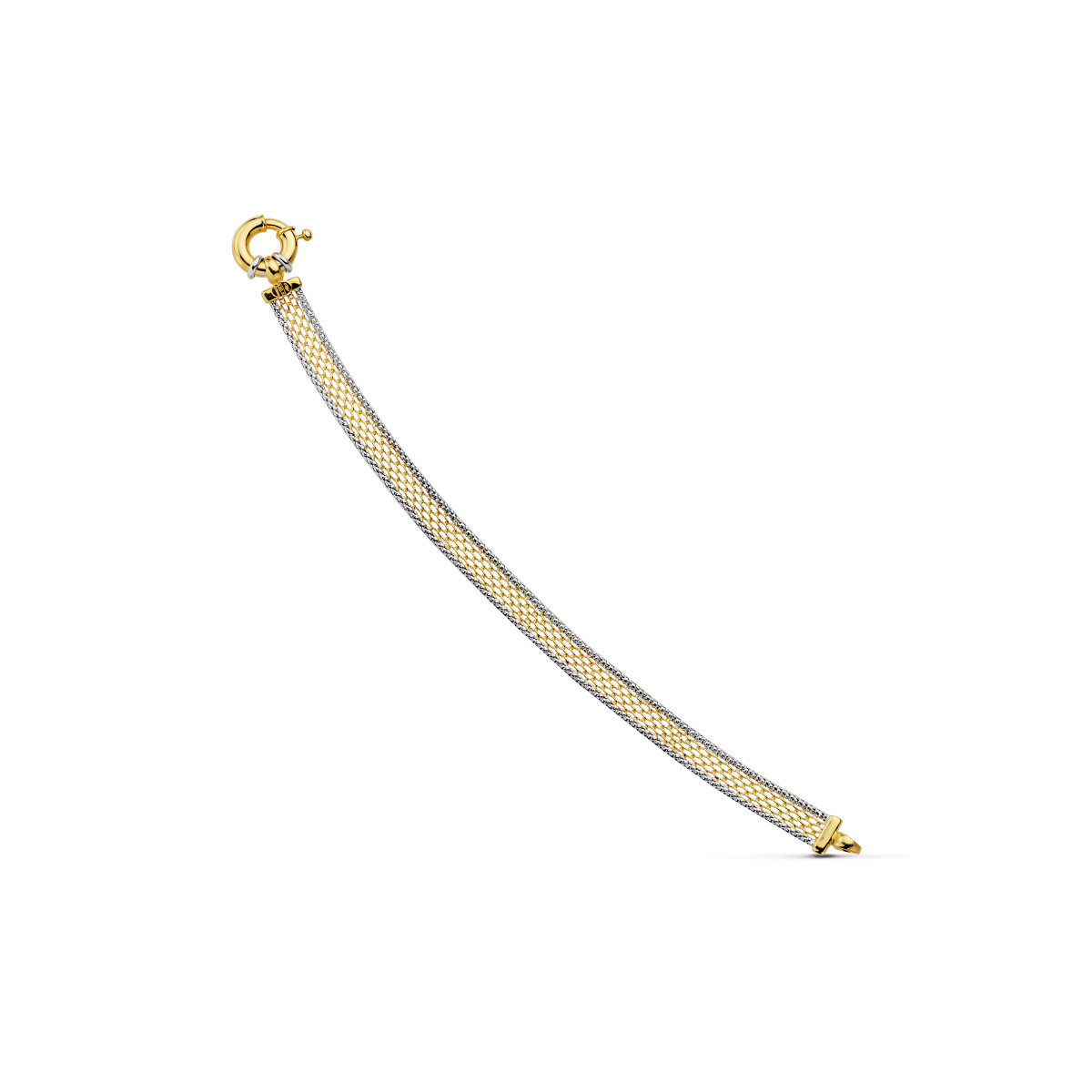 18K Pulsera Bicolor Malla 20Cm