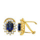 18K Pendientes Oro Amarillo Zafiro 1.96Qt Y Diamantes 0.580Qt Si H. 11X9Mm