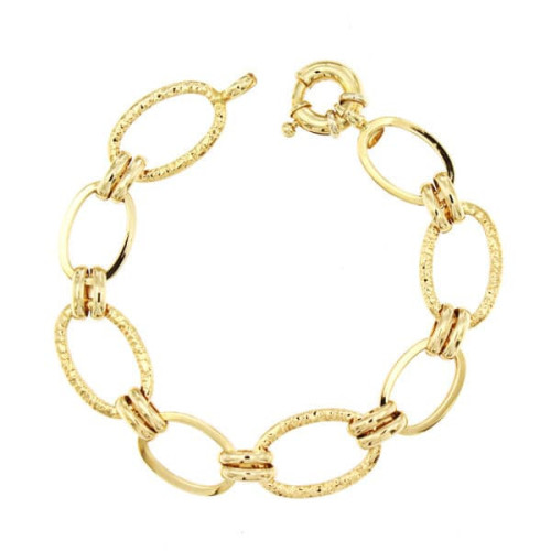 18K Pulsera Oro Amarillo Eslabones Hueco 19 Cm Peso Total 9.60 Gr