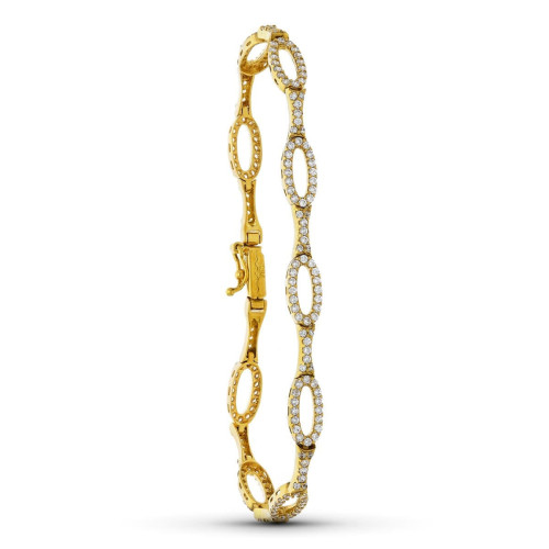 18K Pulsera Oro Amarillo Eslabones Circonitas 19Cm