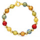 18K Pulsera Oro Amarillo Bolas Cristal Murano 10 Mm Y Bolas Lisas 6 Mm 21 Cm