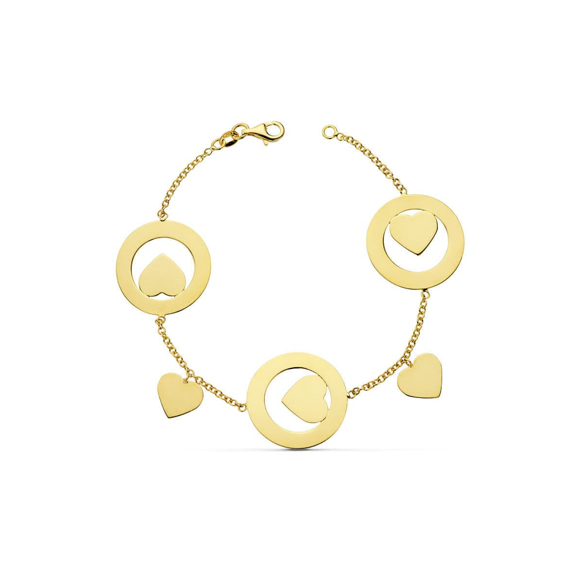 18K Pulsera Rolo Corazones 19Cm 8.95 Gr