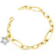 18K Pulsera Oro Bicolor Eslabones Con Colgante Estrella Circonitas 15 Mm 20 Cm