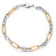 18K Pulsera Oro Bicolor Eslabones 19 Cm Ancho 6 Mm