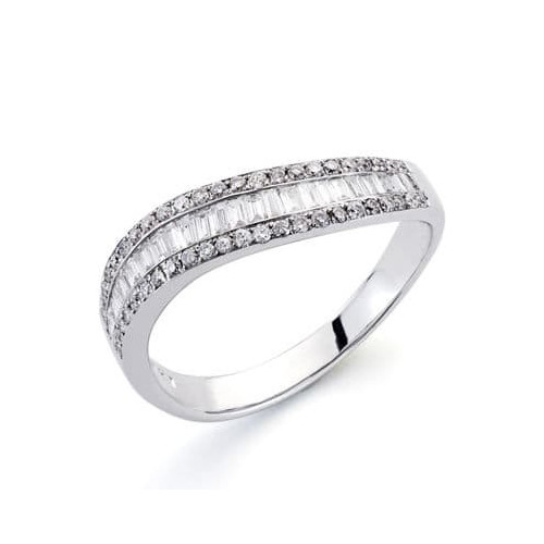 18K Sortija Oro Blanco Diamantes Talla Brillante 0.180 Qts.  -0.300 Qts.