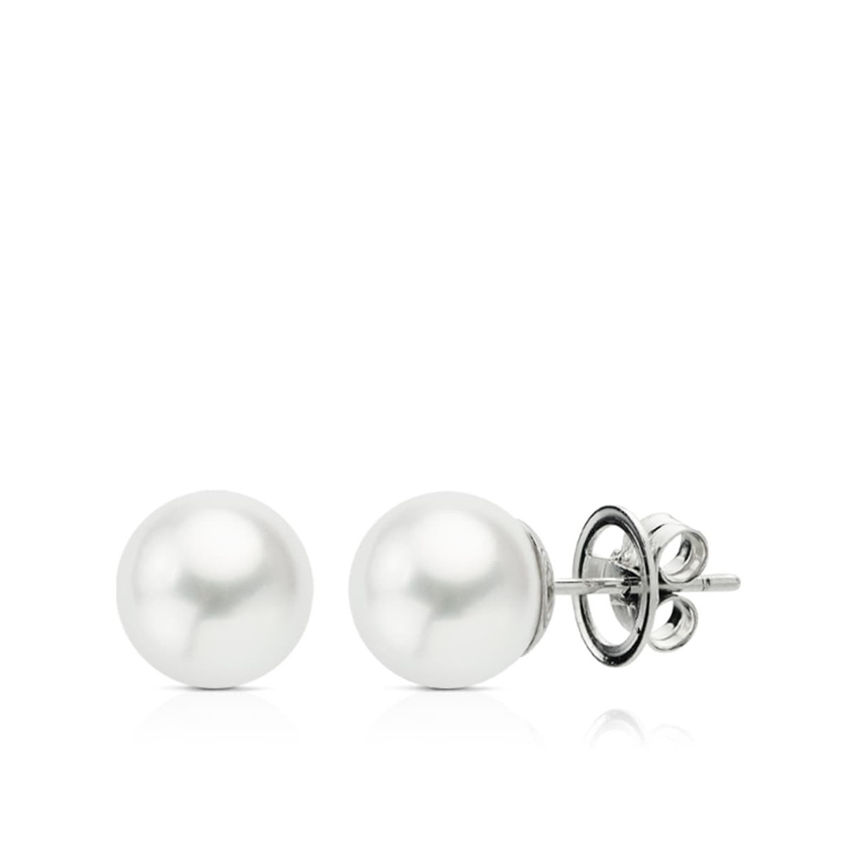 18K Pendientes Oro Blanco Perla Australiana 12 - 13  Mm