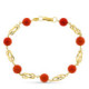 18K Pulsera Oro Amarillo Jaula Y Coral Fino Japones 8 Mm