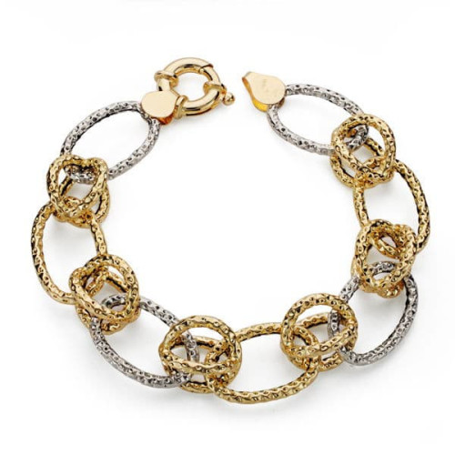 18K Pulsera Oro Bicolor Hueca 19 Cm