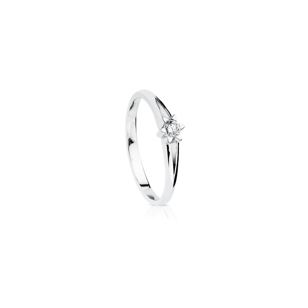 18K Solitario Diamante Talla Brillante Oro Blanco 0.150 Qts. Si-H