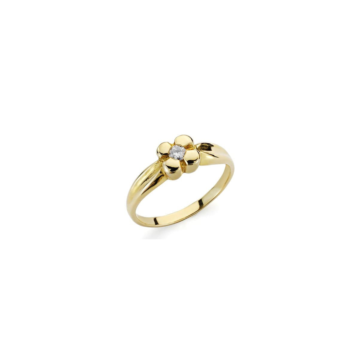 18K Solitario Oro Amarillo Diamante Talla Brillante 0.10 Qts. Color H Vsi