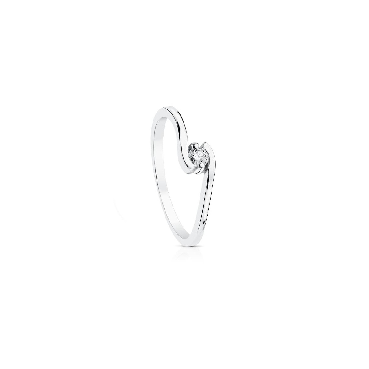 18K Solitario Oro Blanco Diamante Talla Brillante 0.100 Qts. G-Vs2