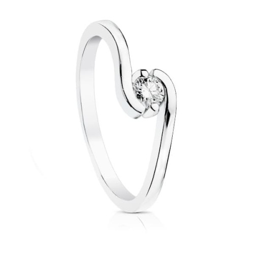 18K Solitario Diamante Talla Brillante Oro Blanco 0.150 Qts. Si-H