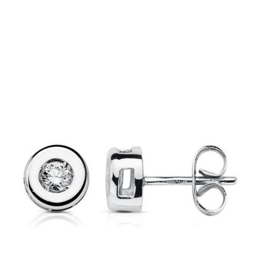 18K Pendientes Oro Blanco Diamantes 6.5 Mm 0.220 Qts. H-Si