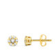 18K Pendientes Oro Amarillo Chaton 14 Diamantes, Alta Joyeria, Pendientes 0.254 Qtes Vs2-G. 5 X 5 Mm. Presion