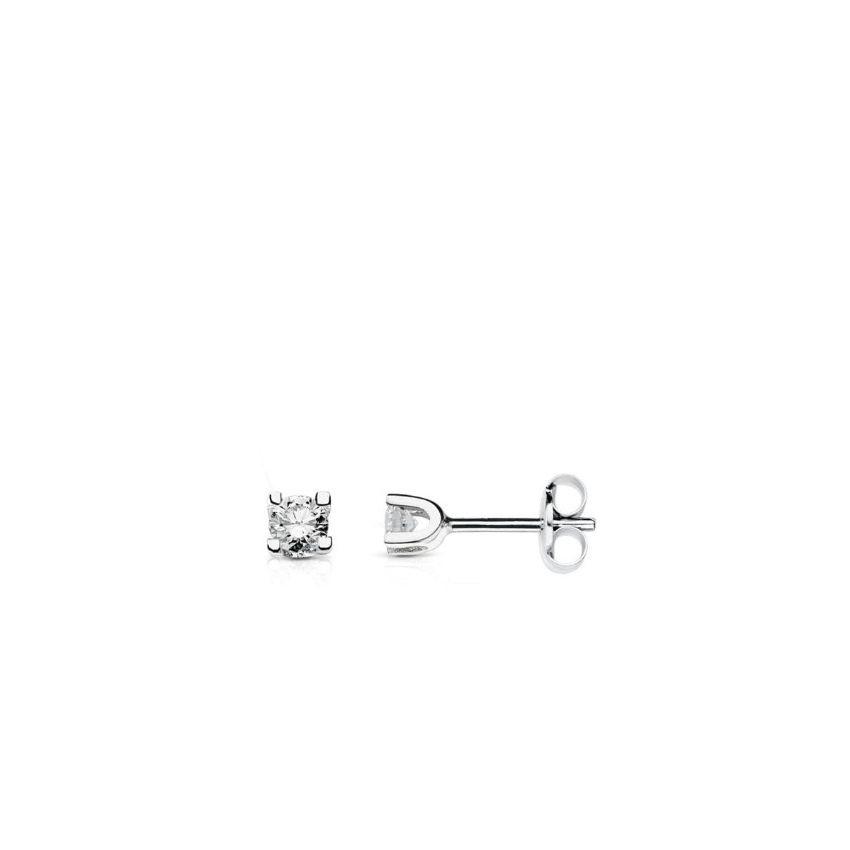 18K Pendientes Oro Blanco Con Diamantes Talla Brillante 0.120 Qts. Si-H