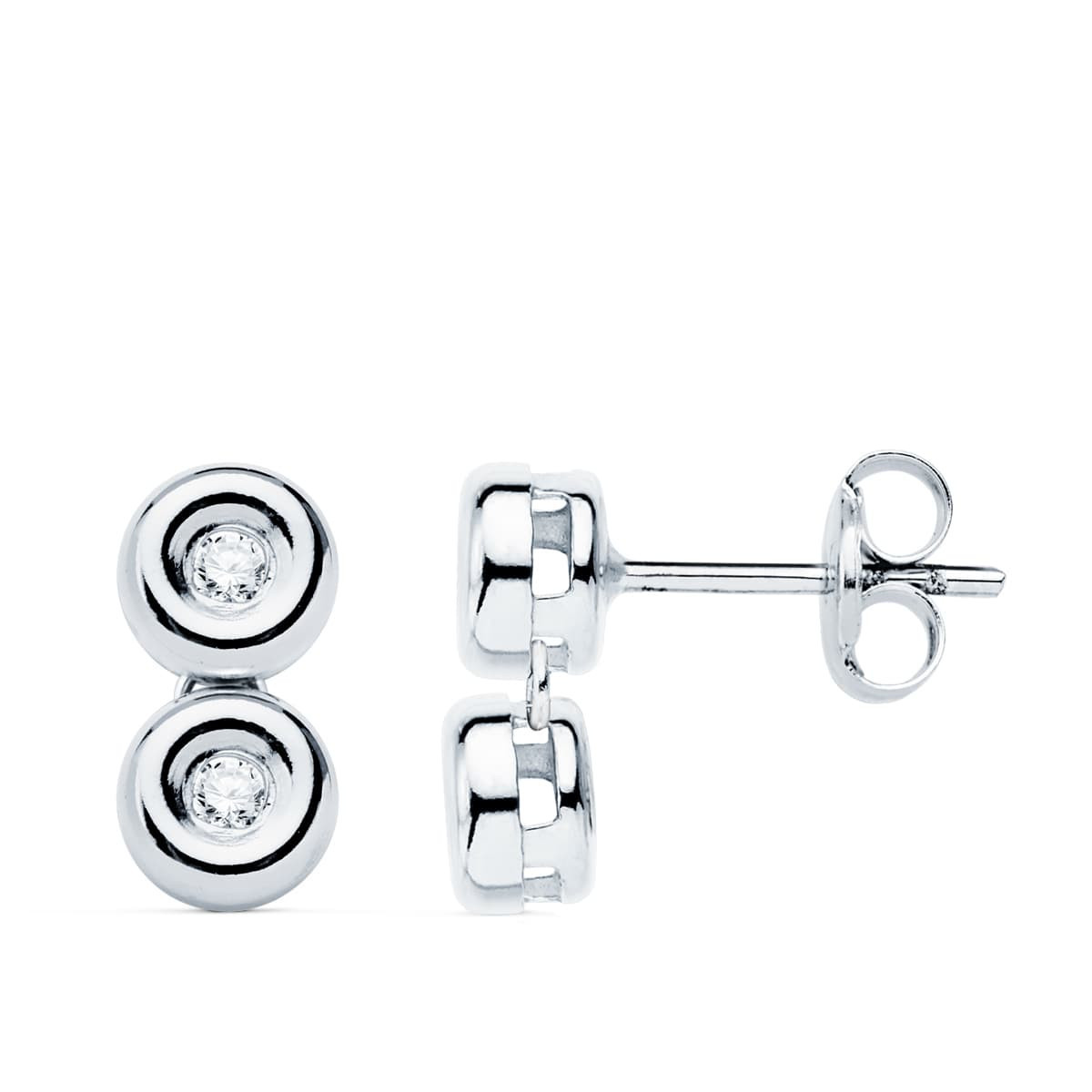 Pendientes Oro Blanco Chaton 4 Brillantes 0.08 Qts. 1.7 Mm Vs2-G. 11X5.5 Mm