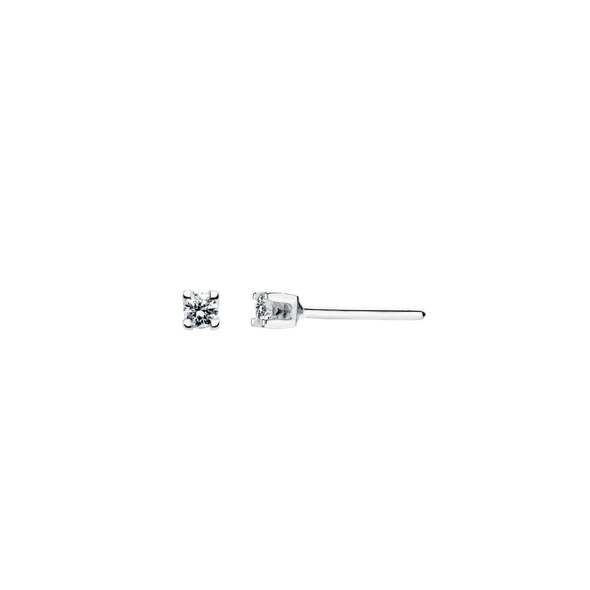 18K Pendientes Diamantes Oro Blanco Garras 0.09 Qts. Si-H