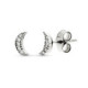 9K Pendientes Oro Blanco Luna Diamantes 0.05 Cts Si-H 7X3 Mm Presion