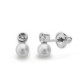 18K Pendientes Perla Y Diamantes Talla Brillante 0.012  Qts.