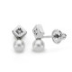 18K Pendientes Perla Y Diamantes Talla Brillante 0.012 Qts.