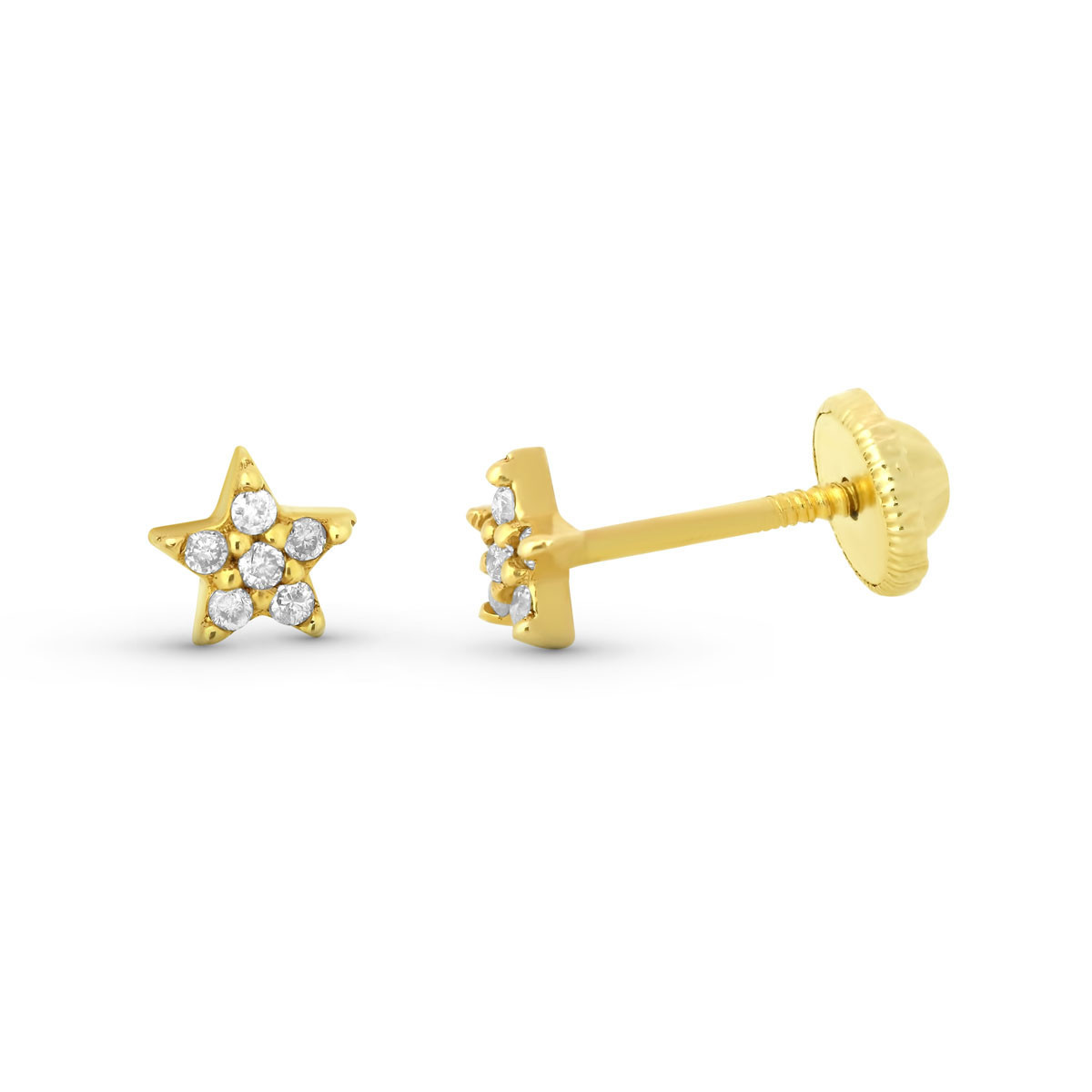 9K Pendientes Oro Amarillo Estrella Diamantes 0.06 Qtes