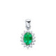 18K Colgante O.Blanco Esmeralda 0.39 Qt. 14 Diamantes 0.14 Qts. Si-H. 10X8 Mm