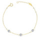 18K Pulsera Bicolor Cadena Forzada 19Cm Tres Diamantes 0.045 Qts.  G-Vs2