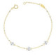 18K Pulsera Oro Bicolor Chaton De 3 Rombos Con Diamantes Si-H 0.045  Qts. 17 Cm