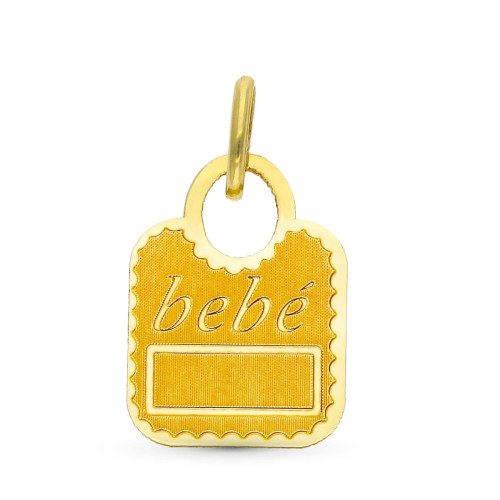 9K Colgante Oro Amarillo Babero De Bebe 14X10 Mm