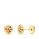 18K Pendientes Oro Amarillo Redondos Con Circonitas Colores 5,5 Mm Cierre Tuerca