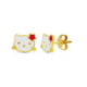 18K Pendientes Oro Amarillo Kitty Esmalte 10X7 Mm