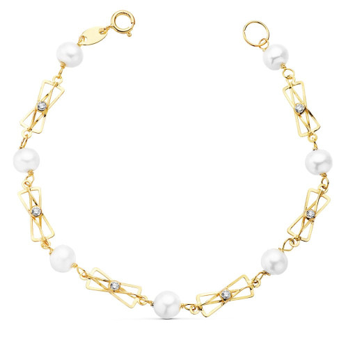 18K Pulsera Perla 5 Mm 16 Cm