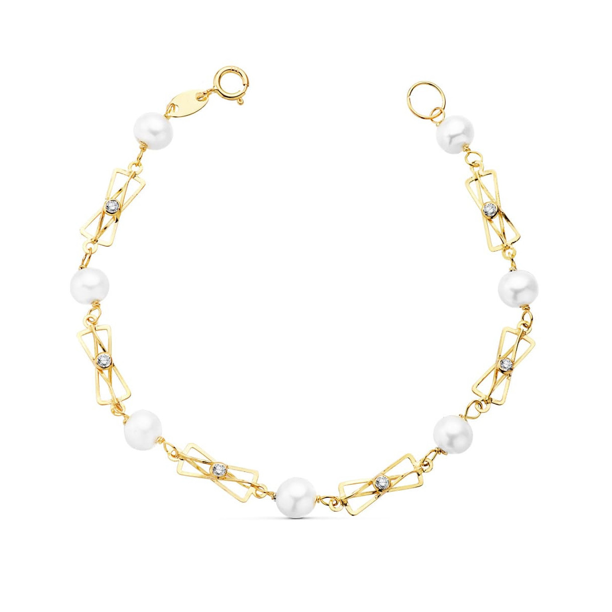 18K Pulsera Perla 5 Mm 16 Cm