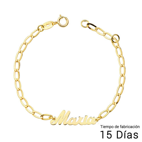 18K Pulsera Niña Nombre 13Cm Cadena Bilbao