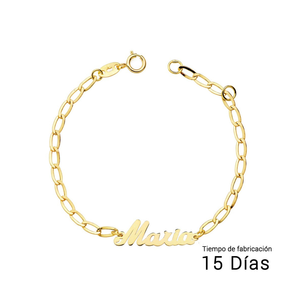 18K Pulsera Niña Nombre 13Cm Cadena Bilbao