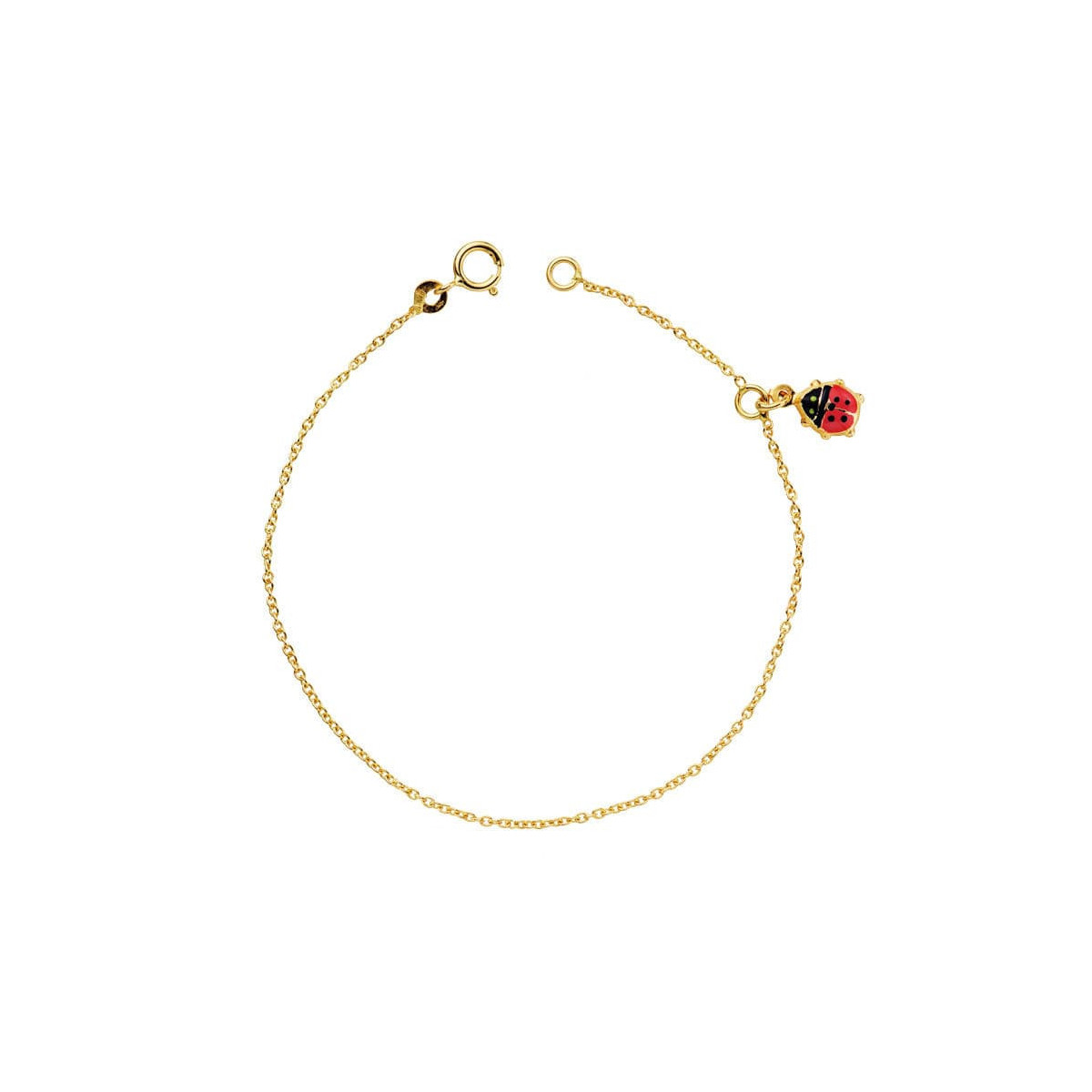 18K Pulsera Niña Mariquita Esmalte 14Cm